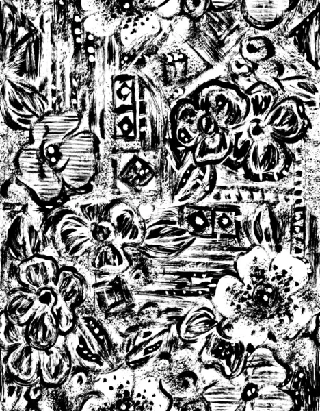 Чорно-білий безшовний текстурний візерунок з фігурою — стокове фото