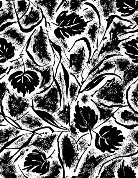 Tekstury bezszwowe czarny i biały wzór z rysunku — Zdjęcie stockowe