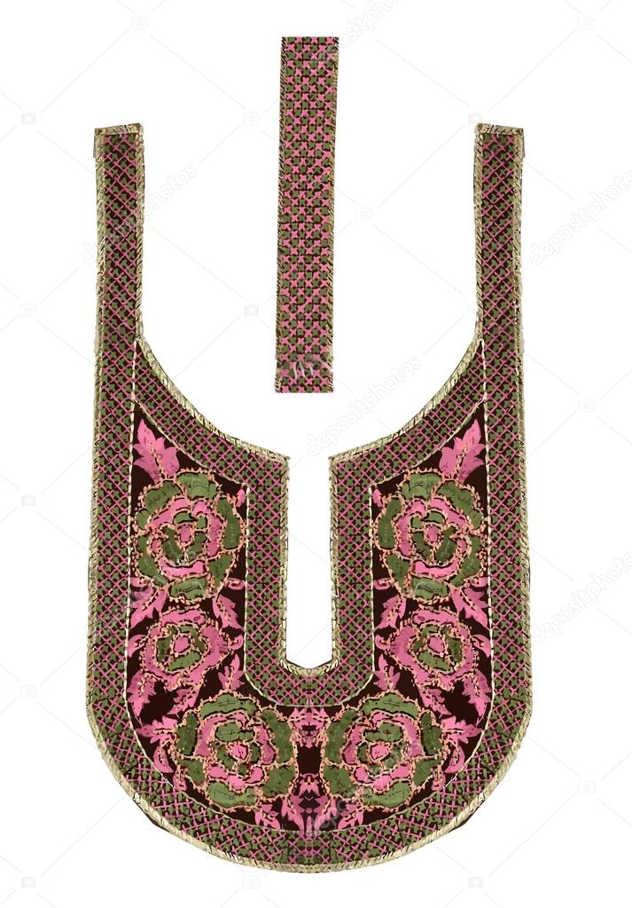 COLORFUL EMBROIDERY NECK LINE