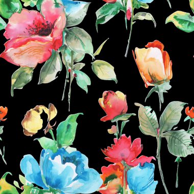 Dikişsiz desen suluboya resim