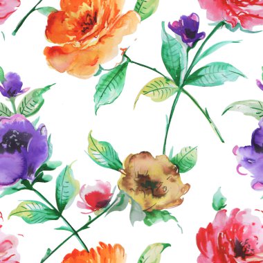 Dikişsiz desen suluboya resim