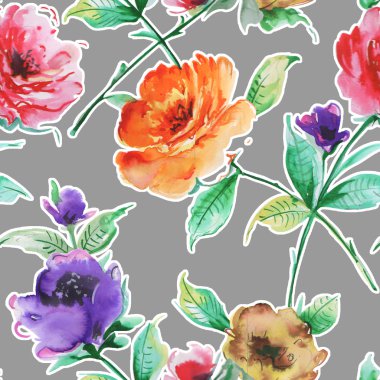 Dikişsiz desen suluboya resim