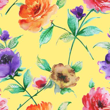 Dikişsiz desen suluboya resim