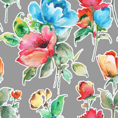 Dikişsiz desen suluboya resim