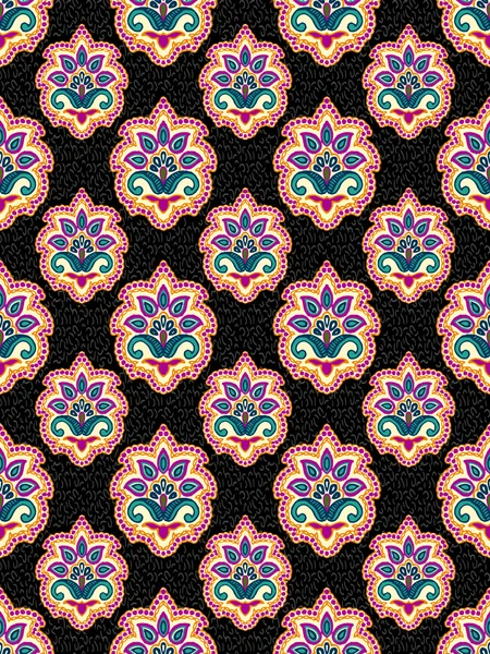 Paisley flor sin costura motivo vector con texturas — Archivo Imágenes Vectoriales