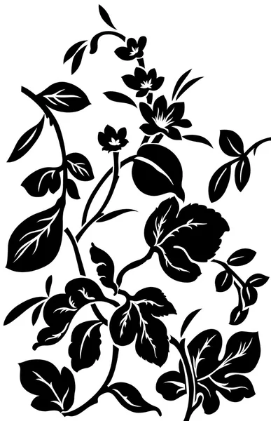 Flores gráficas pintadas a mano en blanco y negro — Vector de stock