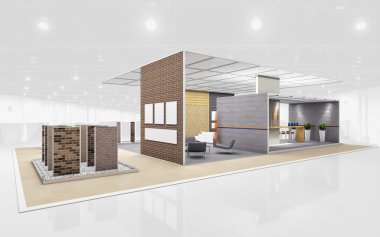 Tuğla Fuar Standı 3d render
