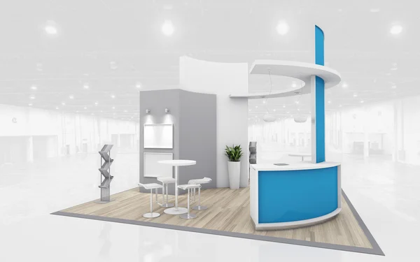 Blue and Grey Exhibition Stand 3d Rendering — Stock Photo, Image