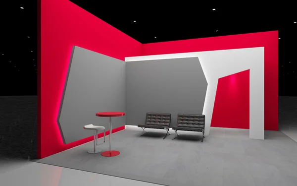 Roter Messestand 3D-Rendering — Stockfoto