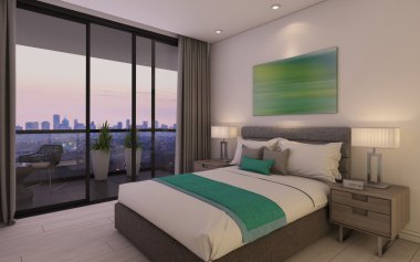 Otel odasında yatak odası