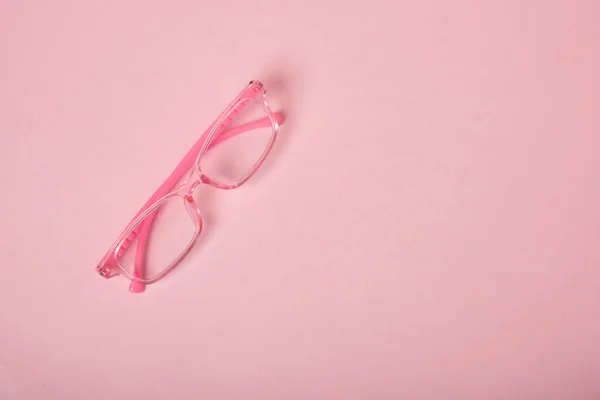 Gafas Para Niños Para Una Niña Sobre Fondo Rosa Gafas — Foto de Stock
