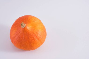 Gri arkaplanda turuncu balkabağı fotokopi alanı üst görünüm sonbahar, sonbahar mevsimi konsepti