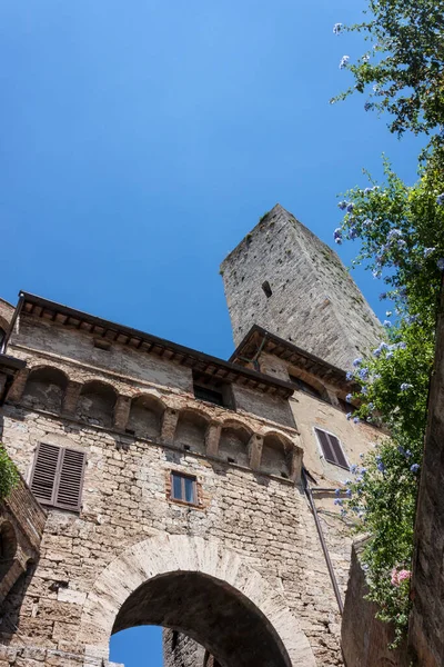 Věž Centru Města San Gimignano — Stock fotografie