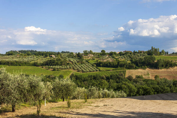The Tuscan hills near Montespertoli, in the Florentine Chianti area
