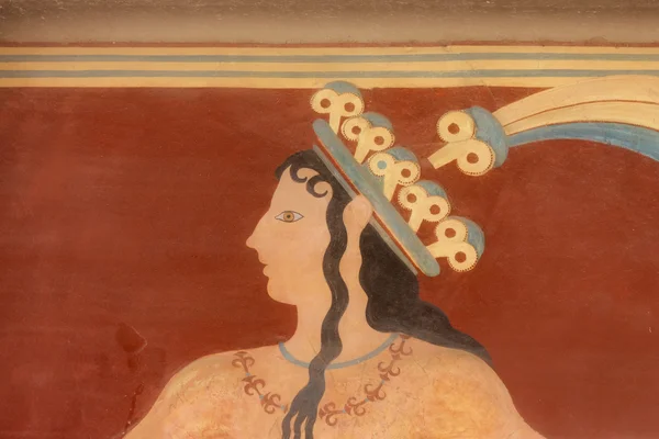 Ancient minoan fresco from Knossos, Crete — Stock Photo, Image