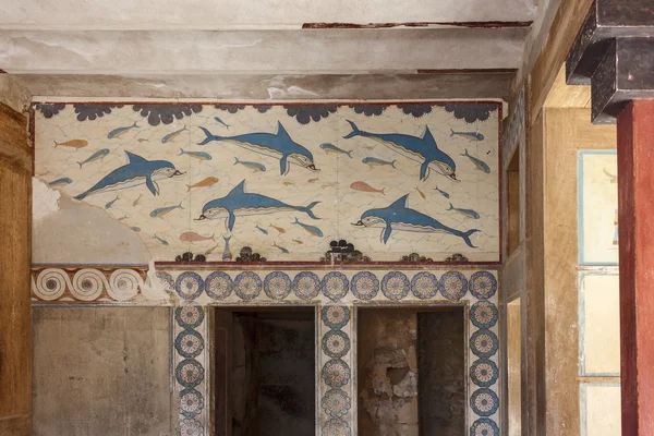 Queen s Megaron. Palace of Knossos, Crete, Greece — Stock Photo, Image