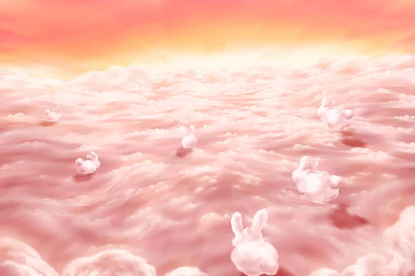Lovely cute rabbit running in the sky