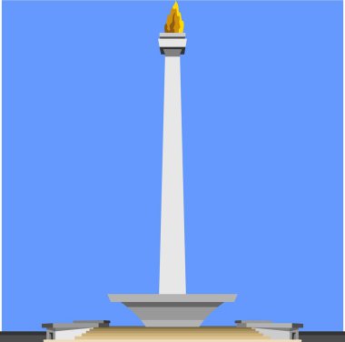Monas Anıtı Ünlü Jakarta Binası Endonezya Vektör İllüstrasyonu