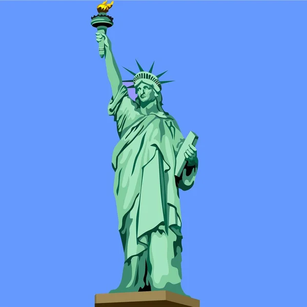 Liberty Statue Famous Building New York Usa Vector Illustration — Stock Vector