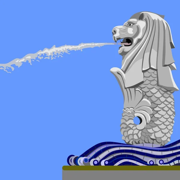 Singapour Merlion Statue Park Building Icône Illustration Vectorielle — Image vectorielle