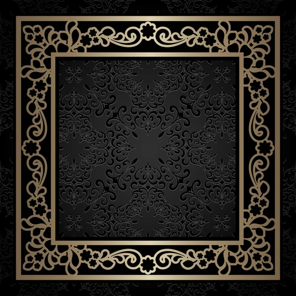Square gold frame, vintage background — Stock Vector