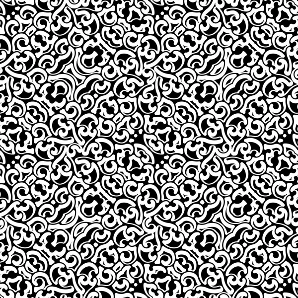 Abstract swirls, black and white seamless pattern — Stock Vector