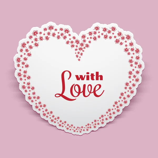 Kağıt kalp, Sevgililer günü tebrik kartı — Stok Vektör