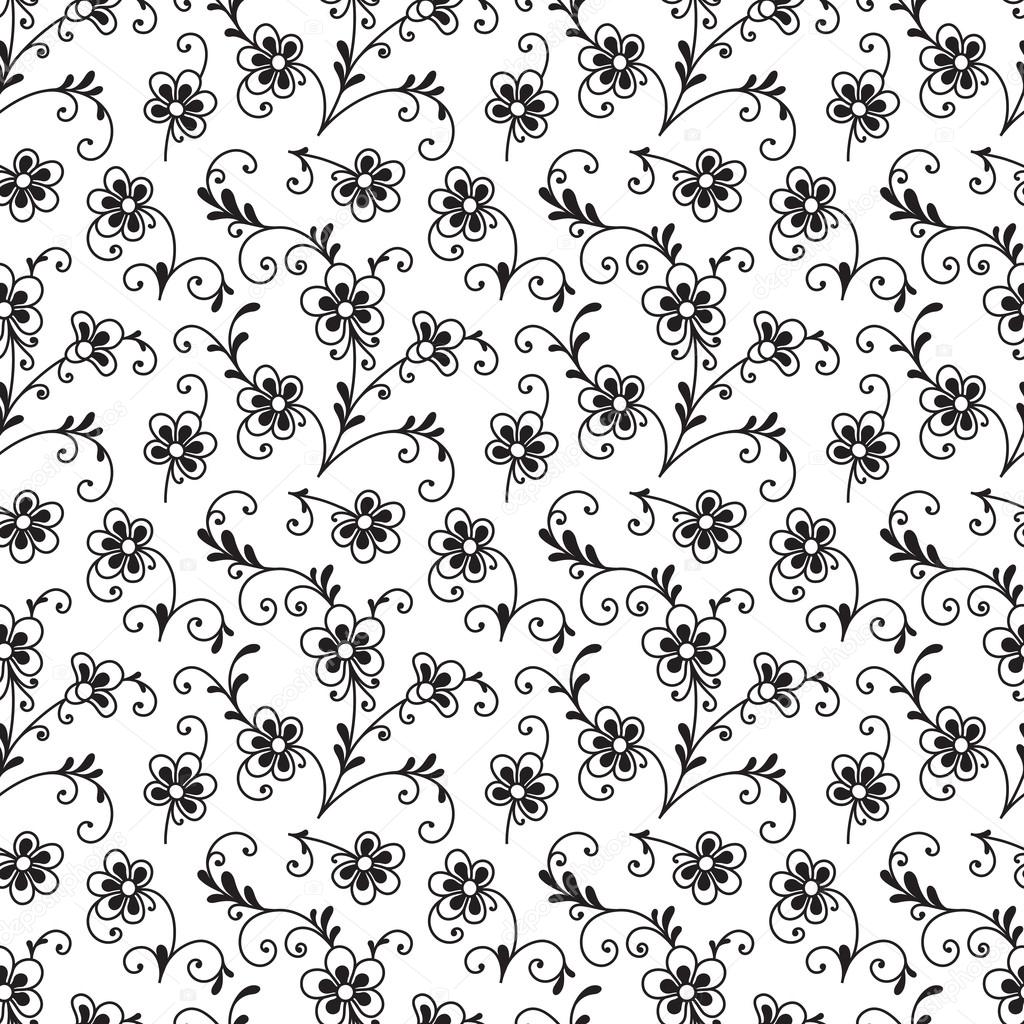 Black and white floral seamless pattern — Stock Vector © magenta10