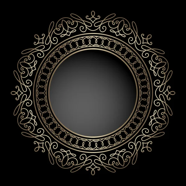 Gold circle frame on black — Stock Vector