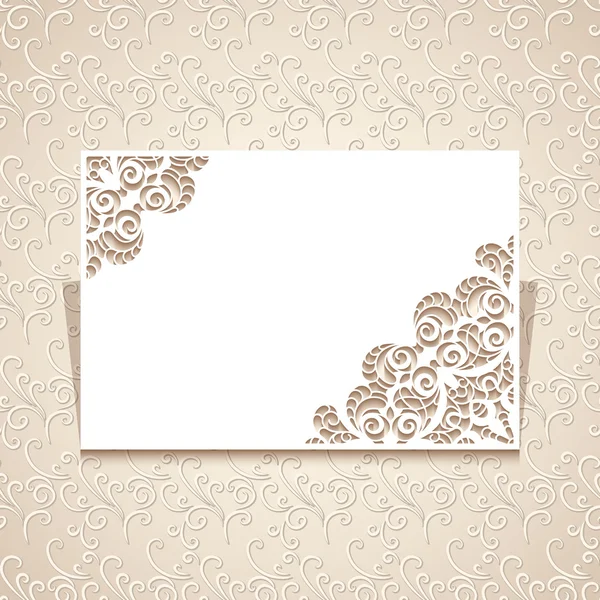 Modèle de carte d'invitation avec coins en dentelle — Image vectorielle