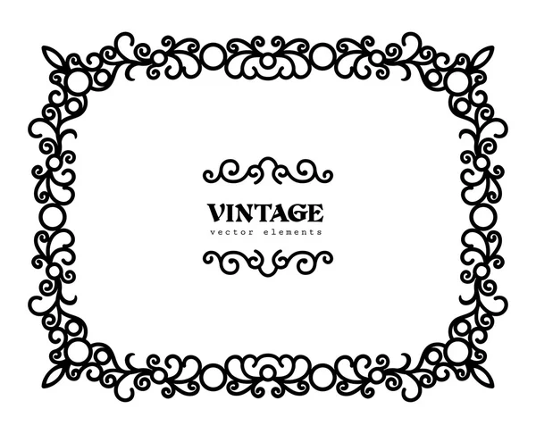 Cadre rectangle calligraphique vintage sur blanc — Image vectorielle