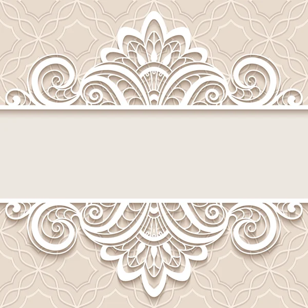 Ornamental paper frame with lace border — Stock Vector