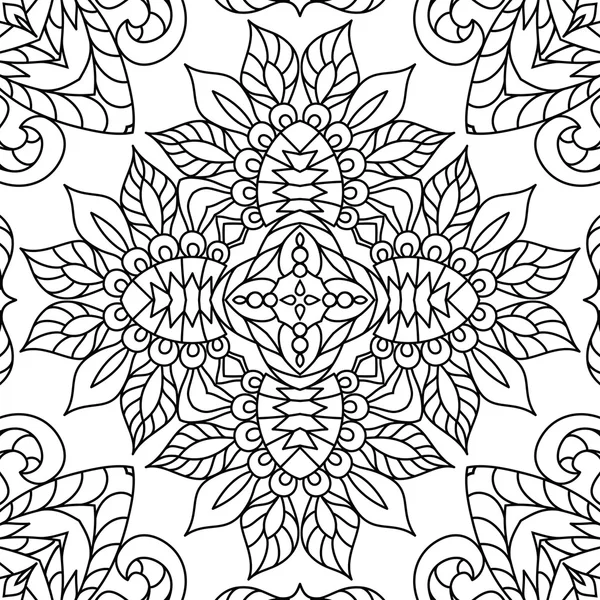 Decoración en blanco y negro en estilo mehndi — Vector de stock