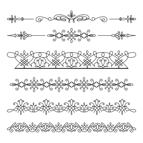 Vintage lineární hranice ornamenty na bílé — Stockový vektor