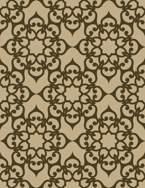 Vířivá Krajka Textura Zlatý Bezešvý Vzor Vinobraní Ornamentální Pozadí Květinovými — Stockový vektor