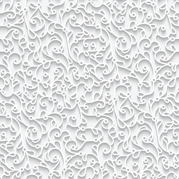切り出した紙の渦巻き 巻き花の装飾 結婚式の招待状のデザインのためのエレガントな背景を持つ白いシームレスなパターン ストックイラスト