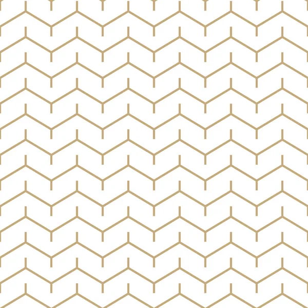 Patrón Geométrico Simple Con Rayas Doradas Zigzag Fondo Ornamental Blanco — Vector de stock