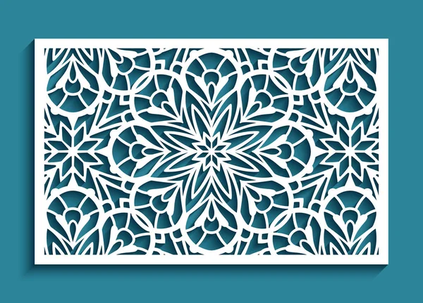 Azulejo Rectángulo Con Espirales Papel Recortado Textura Encaje Floral Panel — Vector de stock