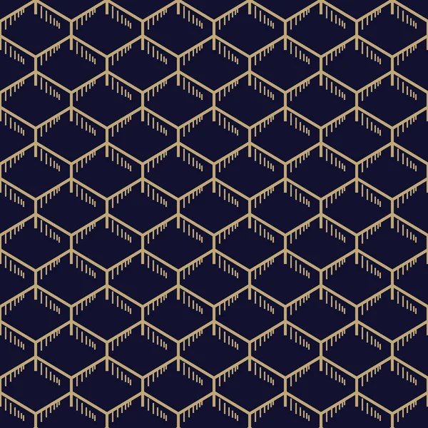 Abstrakt Enkelt Bikaksmönster Med Gyllene Stygn Mörkblå Och Guld Geometrisk — Stock vektor