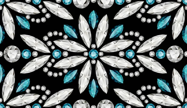 Schmuck Nahtloses Muster Mit Diamanten Und Smaragdgrünen Edelsteinen Eleganter Schmuckschmuck — Stockvektor
