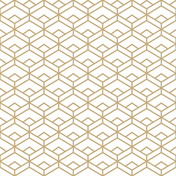 Abstract simple pattern with golden grid. Gold and white geometric background. Seamless texture in minimal style.