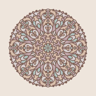 Klasik yuvarlak desen. Eski mandala süsü. Majolica daire dekorasyonu.