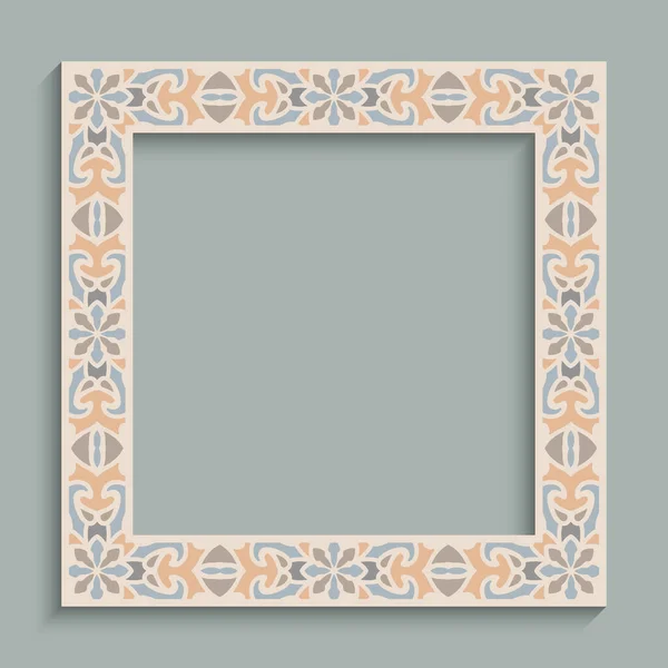 Vintage Square Frame Floral Border Pattern Ornamental Picture Frame Decoration — Stock Vector