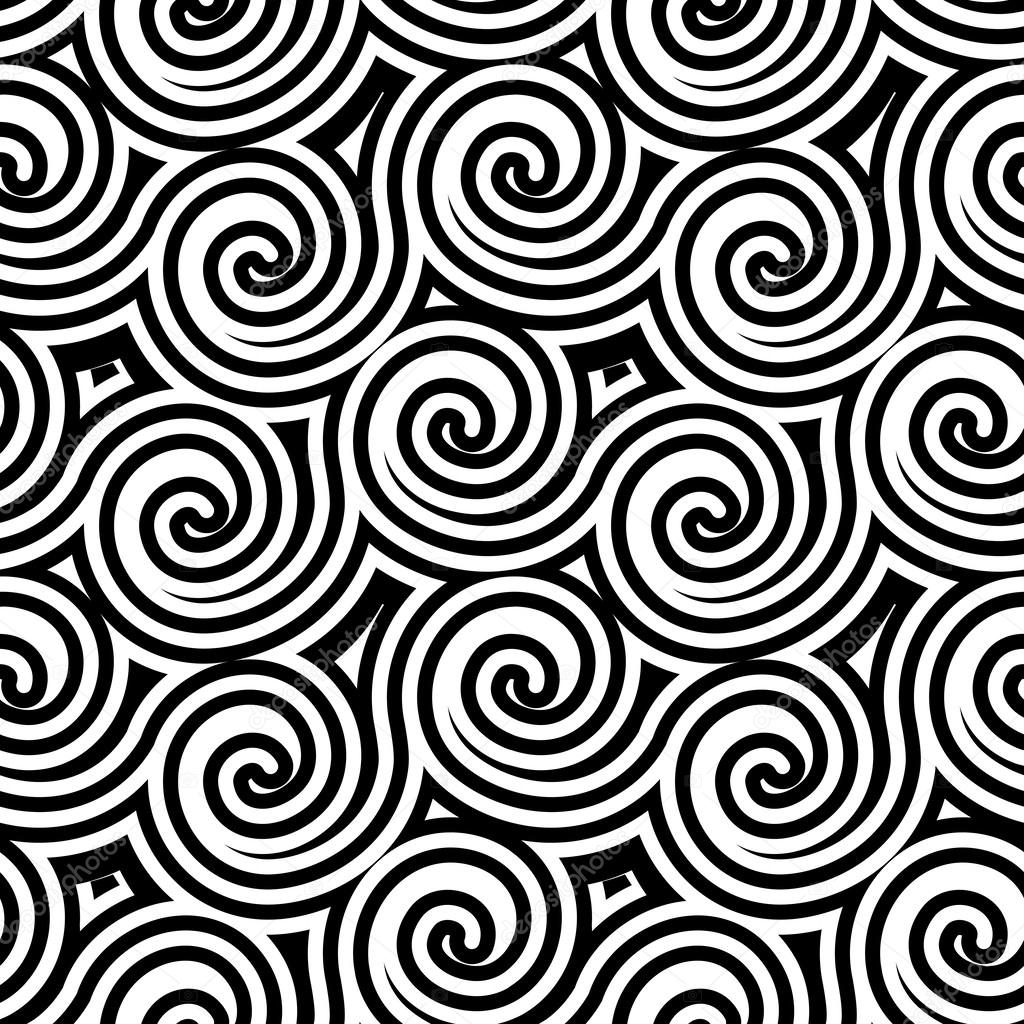 Black and white curly pattern