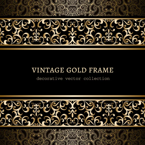 Vintage Frame with Gold Borders — Stock Vector