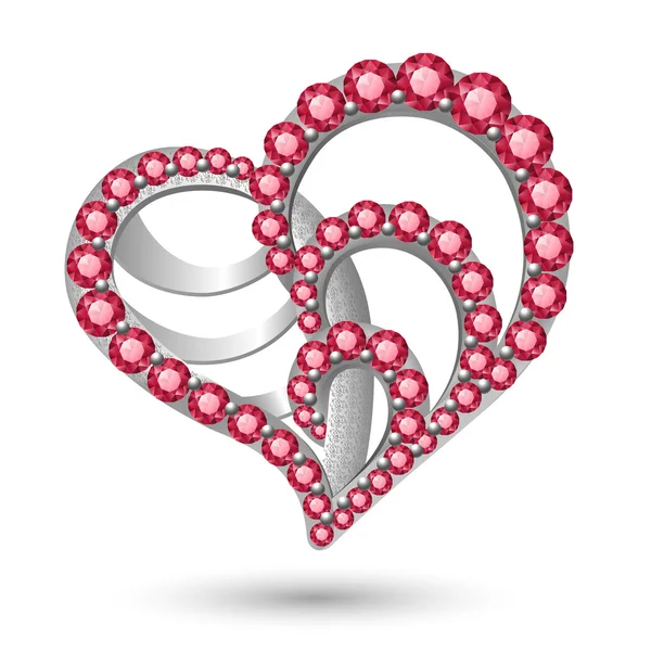 Jewelry heart on white — Stock Vector