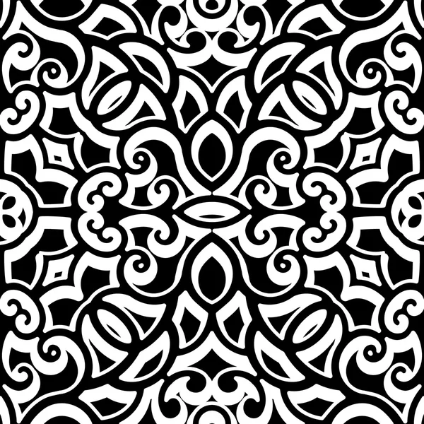 Patrón rizado blanco y negro — Vector de stock