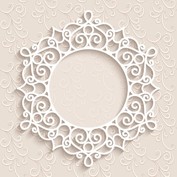 Round paper lace frame — Stock Vector