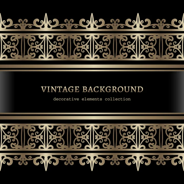 Vintage moldura de renda borda de ouro —  Vetores de Stock