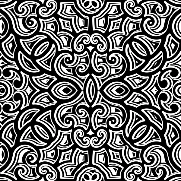 Patrón rizado blanco y negro — Vector de stock